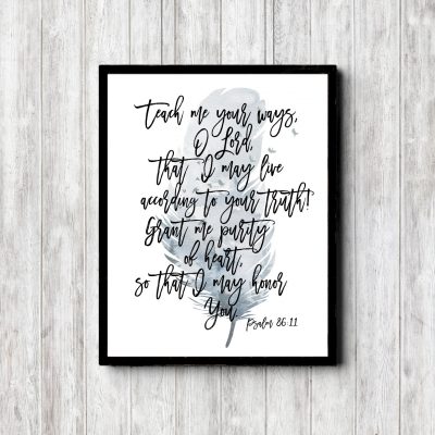 Psalm 86:11 Watercolor Feather Printable
