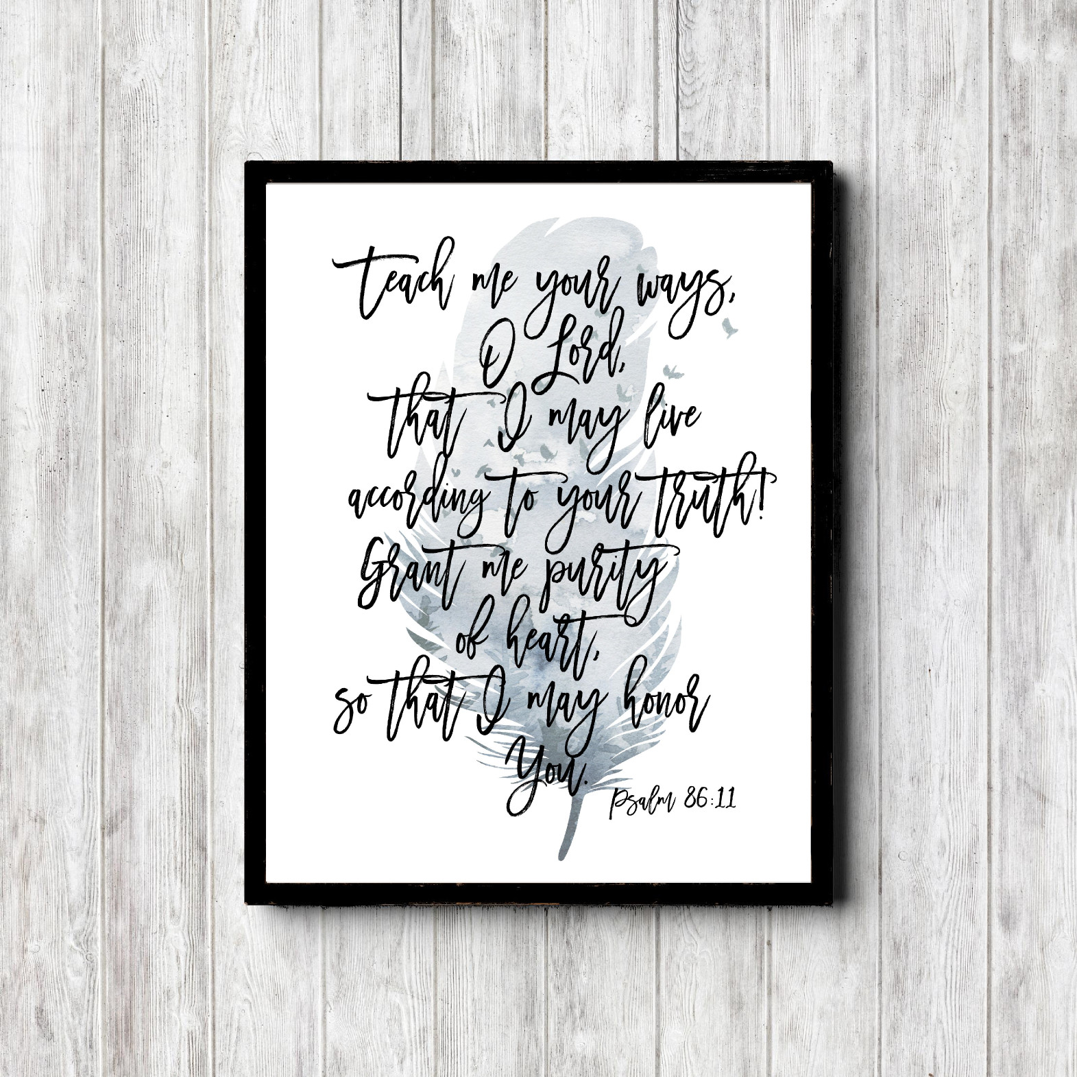 Psalm 86:11 Watercolor Feather Printable