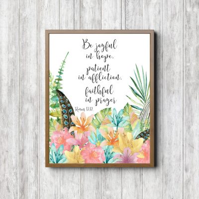 Romans 12:12 Feathers Scripture Printable