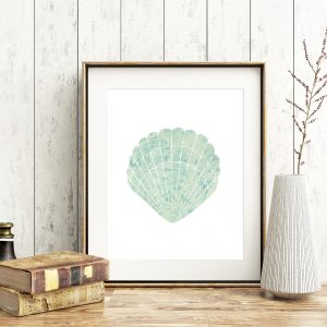 Mint Watercolor Sea Shell Printable