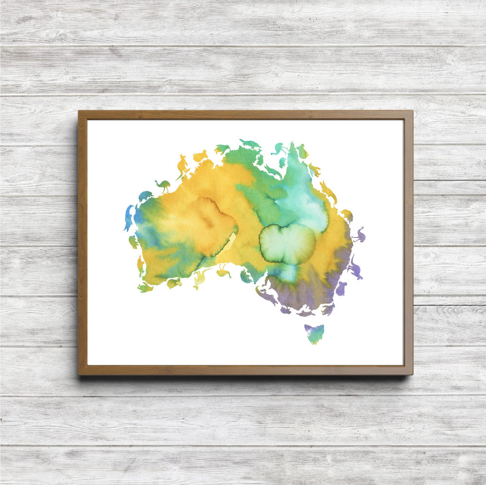 Multicolored Australian Continent Printable