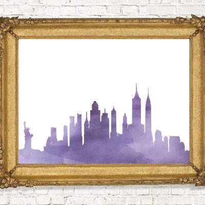 Purple Watercolor New York Skyline