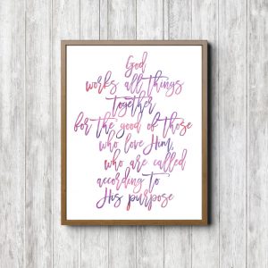 Romans 8:28 Purple Watercolor Printable