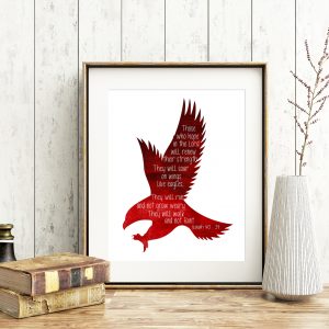 Isaiah 40:31 Red Watercolor Printable