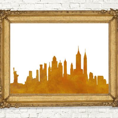 Yellow Watercolor New York Skyline