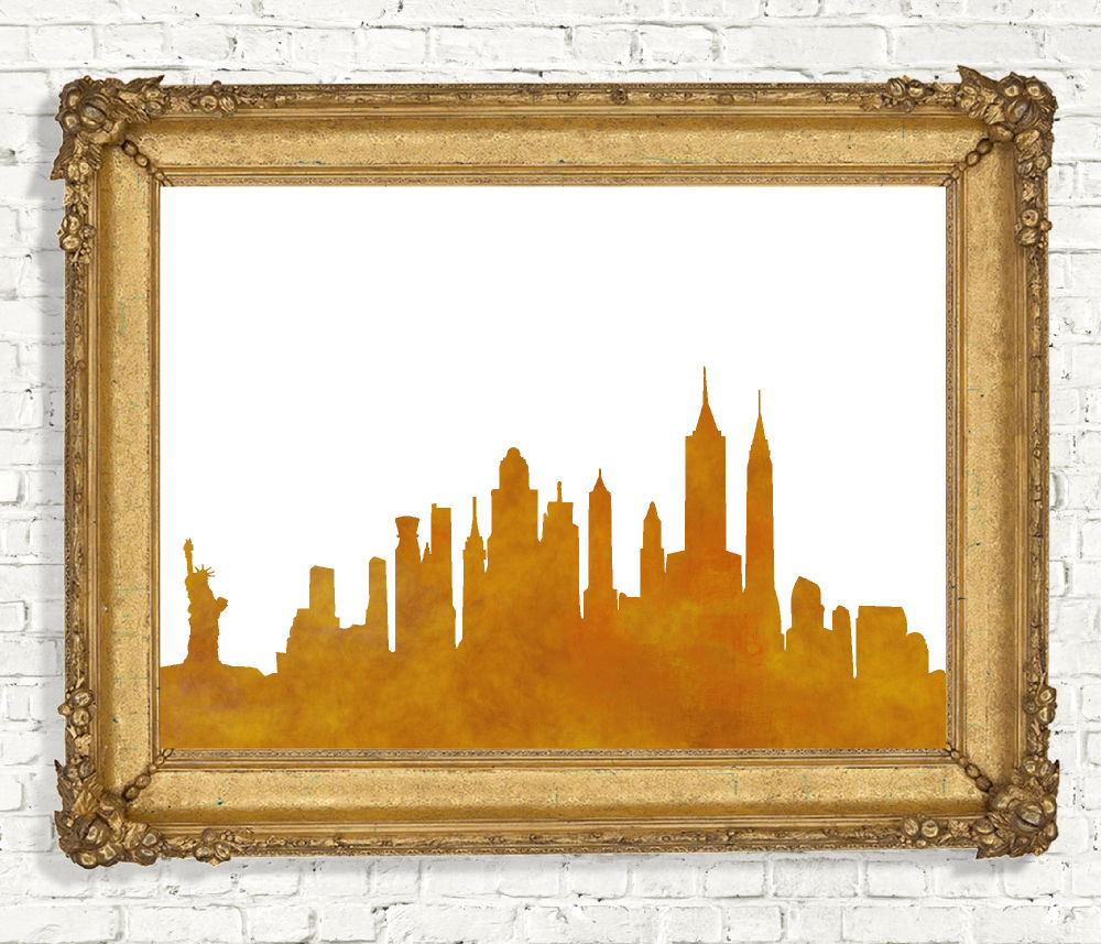Yellow Watercolor New York Skyline Printable
