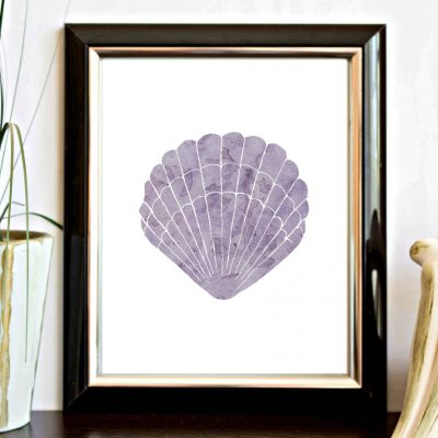 Watercolor Purple Sea Shell Printable