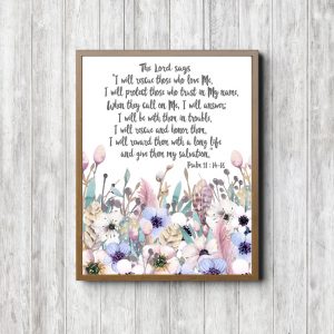 Psalm 91:14-16 Floral Scripture Printable