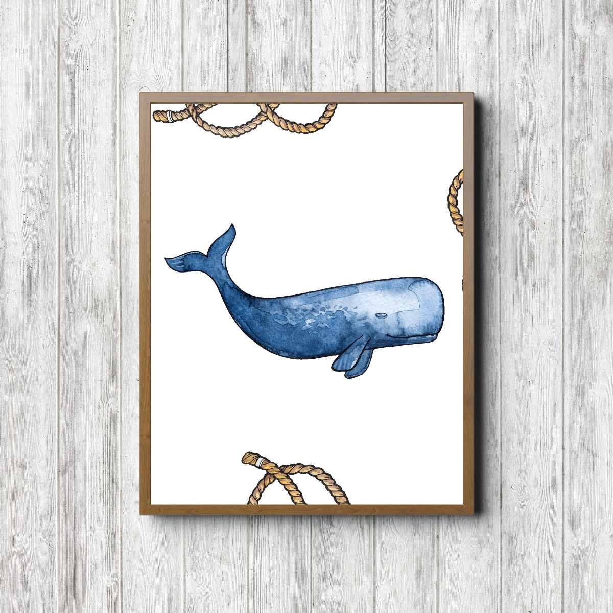 Blue Watercolor Whale Nautical Printable