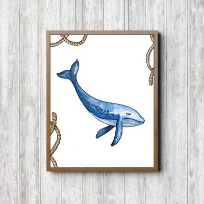 Watercolor Whale Nautical Printable