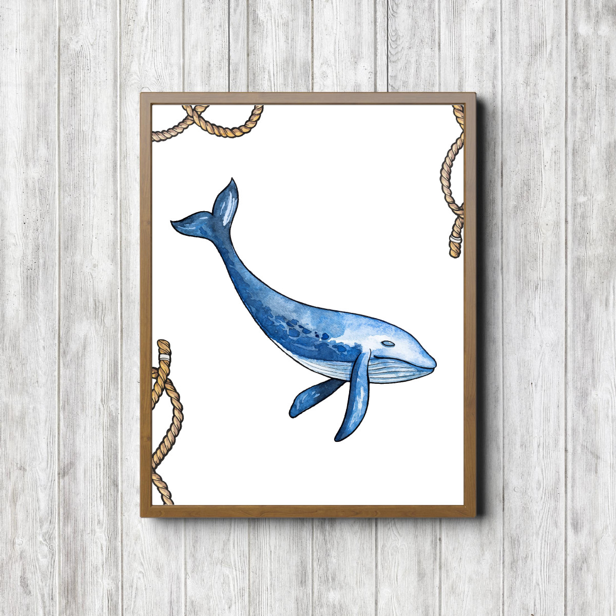 Watercolor Whale Nautical Printable