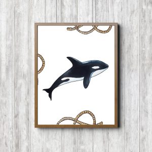 Watercolor Killer Whale Nautical Printable