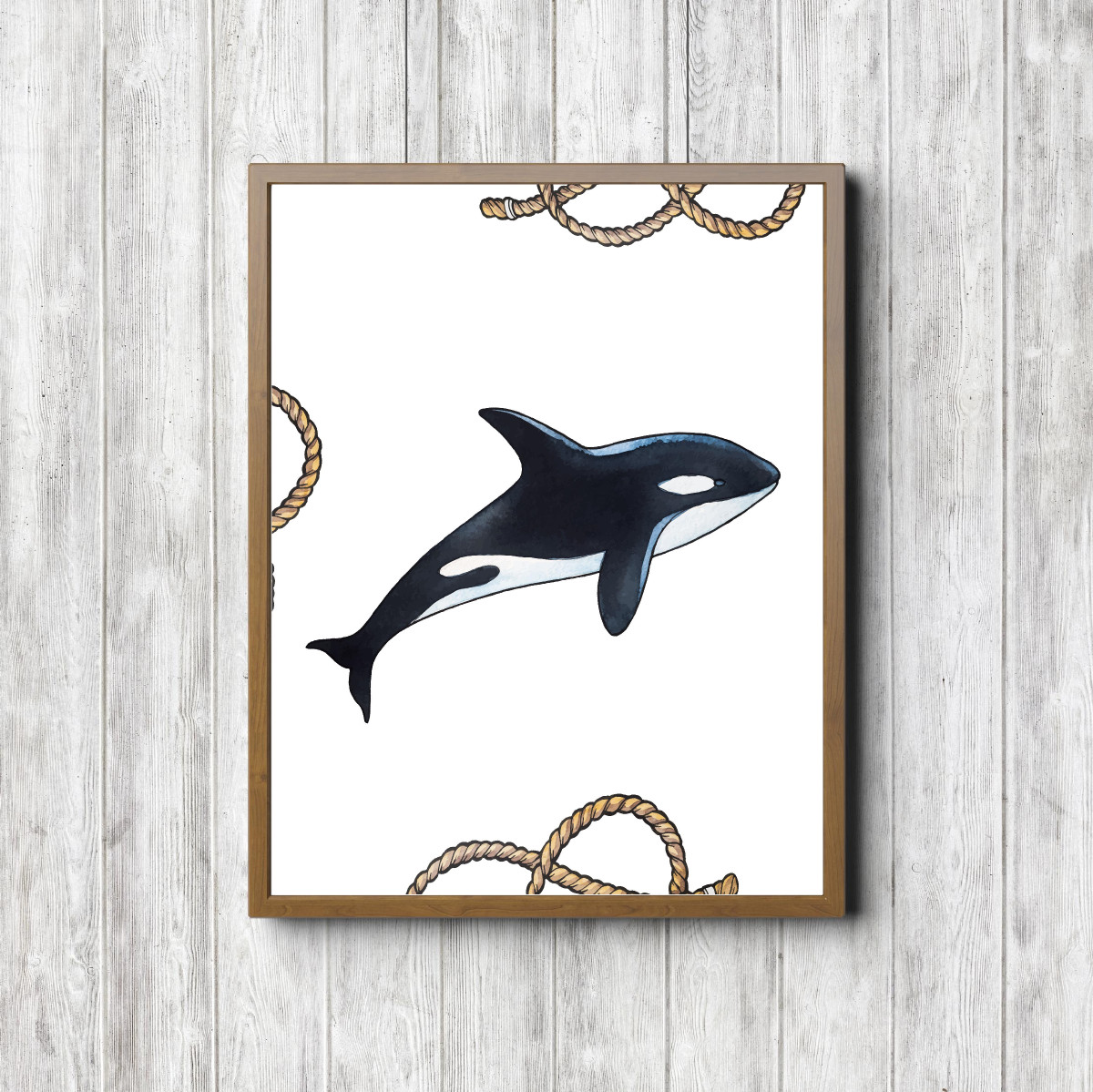 Watercolor Killer Whale Nautical Printable