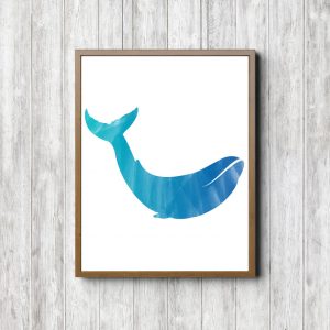 Blue Watercolor Printable Whale