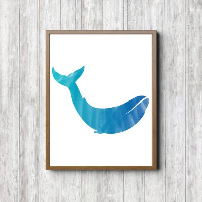 Blue Watercolor Printable Whale