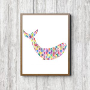 Geometric Watercolor Printable Whale