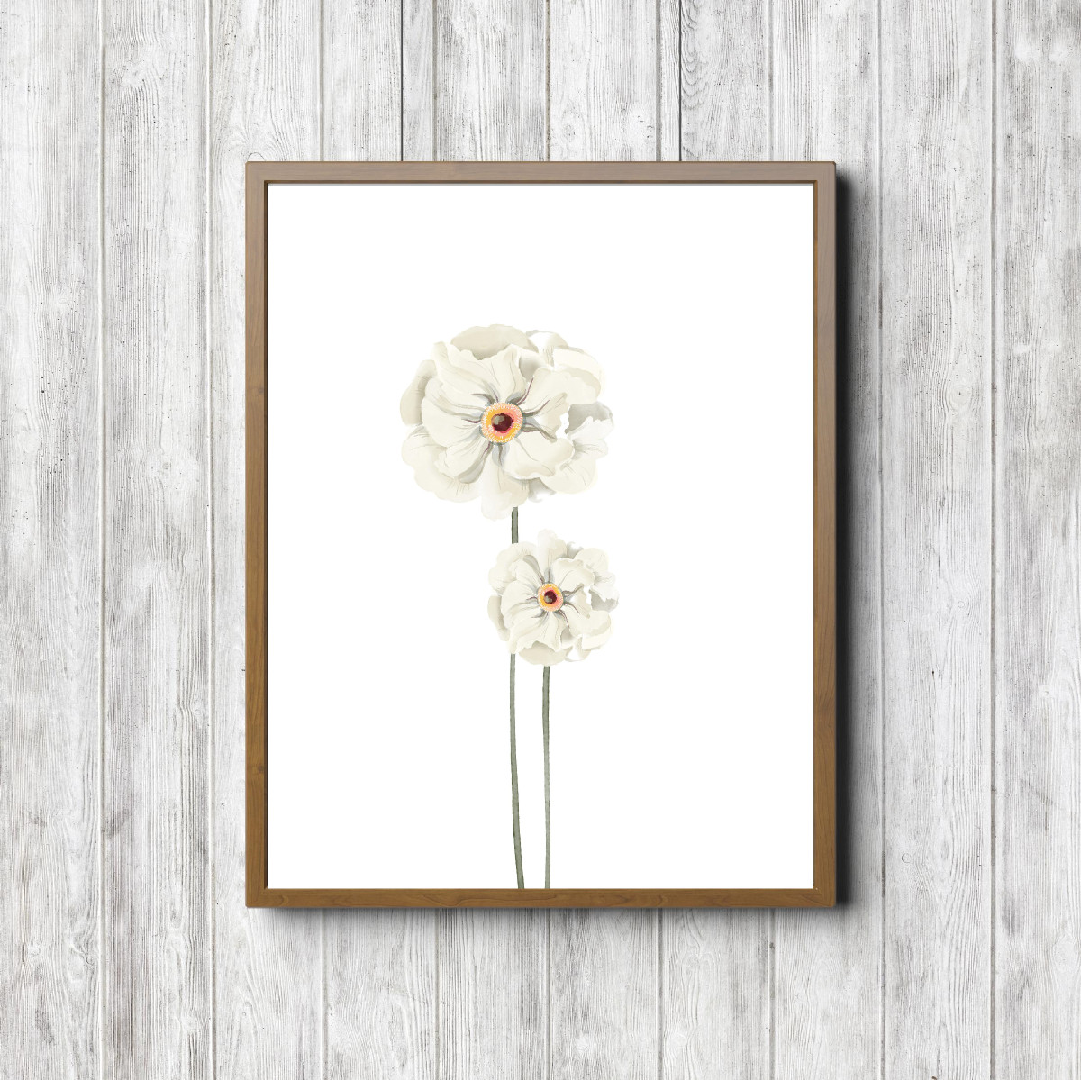 White Peony Flowers Bathroom Printable