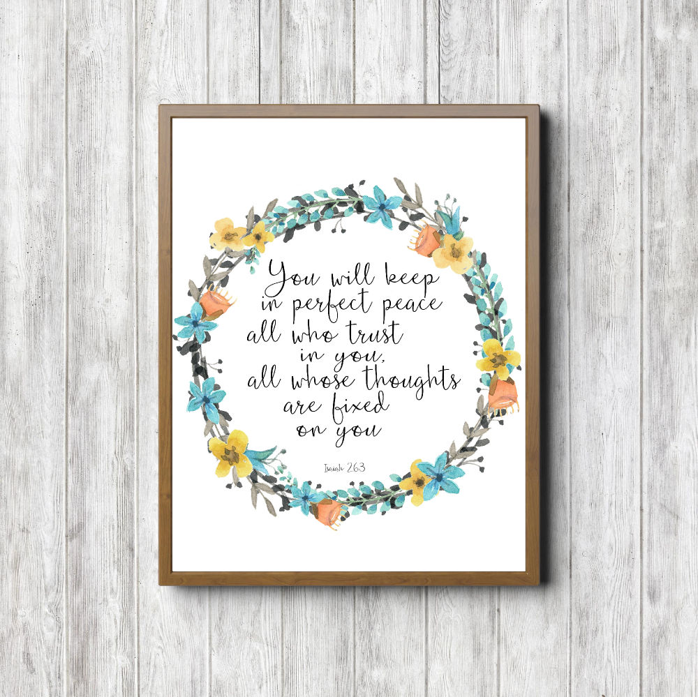 Isaiah 26:3 Blue Wreath Printable