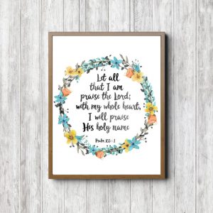Psalm 103:1 Blue Wreath Printable