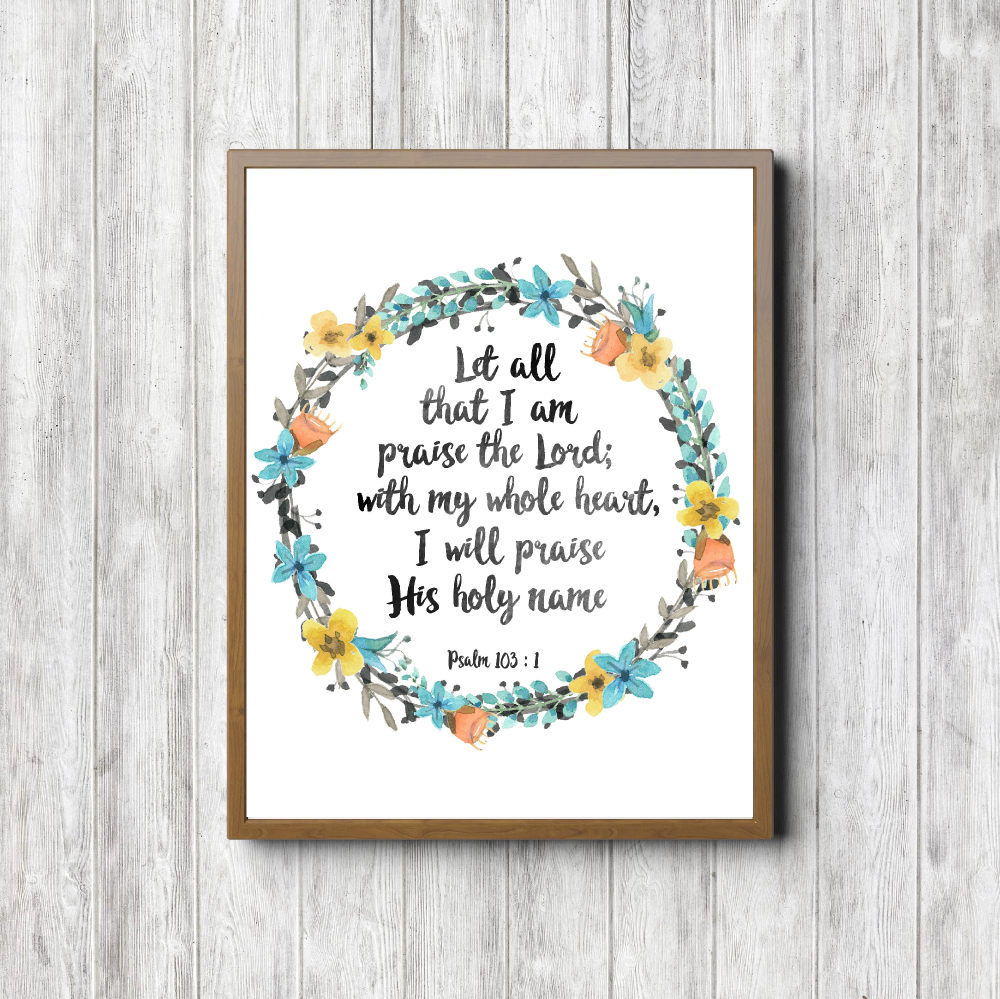 Psalm 103:1 Blue Wreath Printable