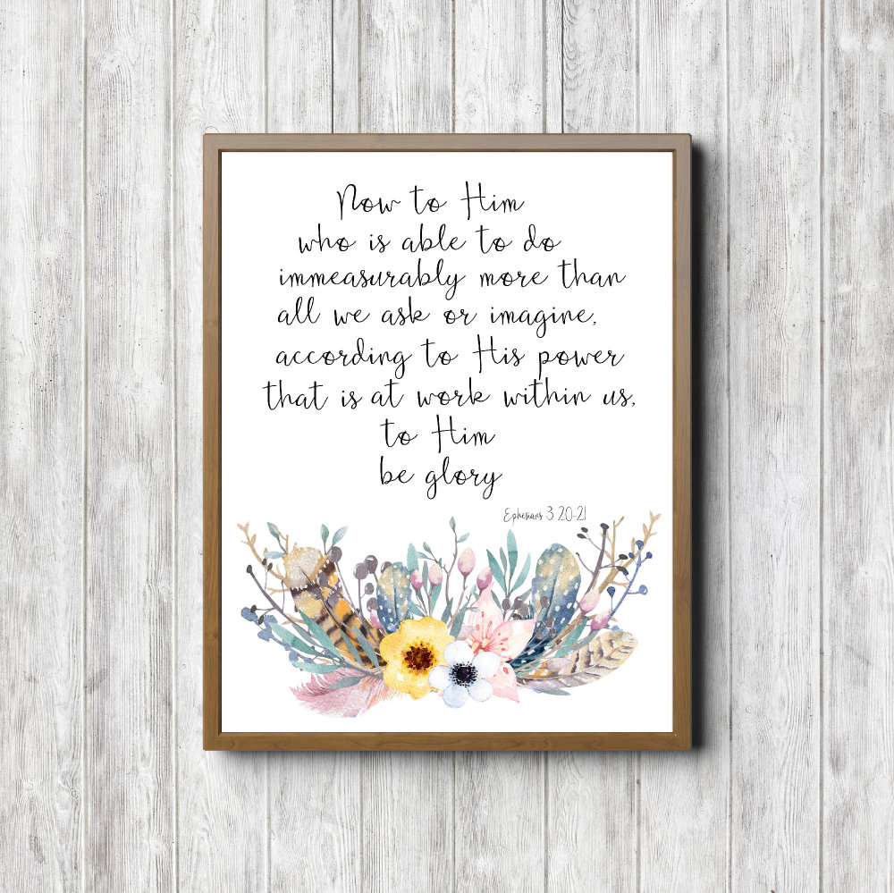 Ephesians 3:20-21 Feather Bouquet Printable