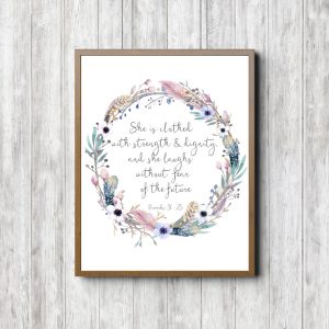 Proverbs 31:25 Feather Wreath Printable