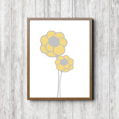 Simple Yellow & Gray Printable Flowers