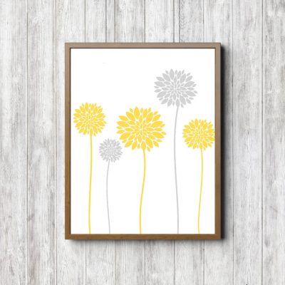 Yellow & Grey Flowers Minimalist Printable