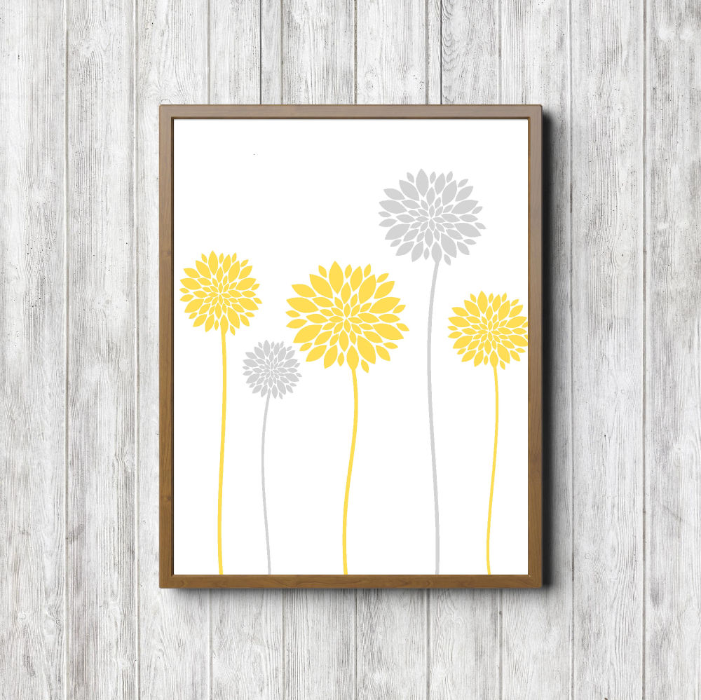 Yellow & Grey Flowers Minimalist Printable