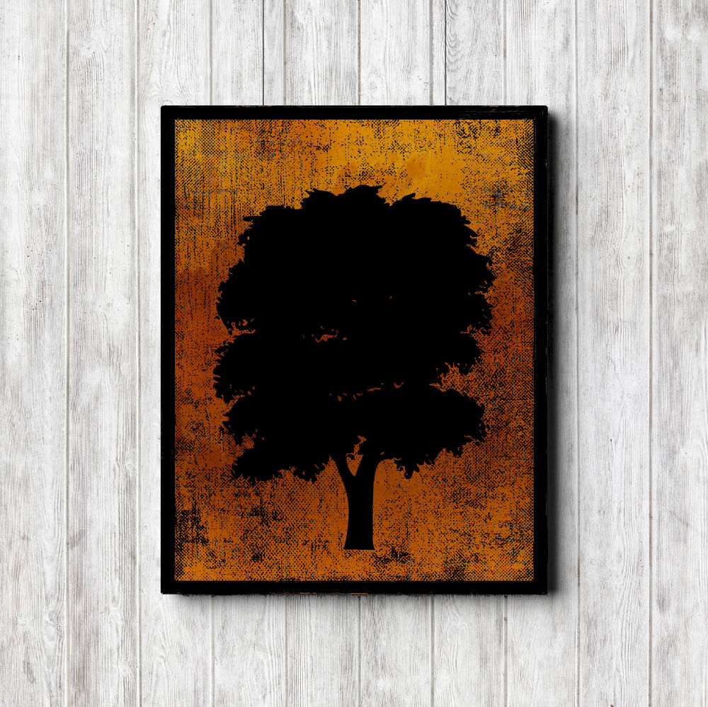 Printable Yellow Tree Silhouette