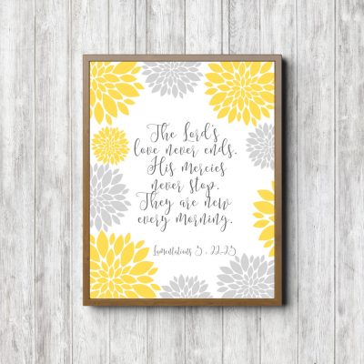 Lamentations 3:22-23 Yellow Scripture Printable