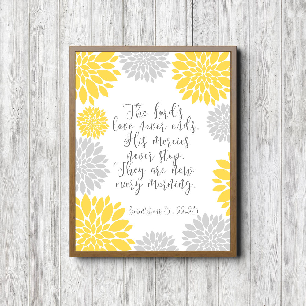 Lamentations 3:22-23 Yellow Scripture Printable