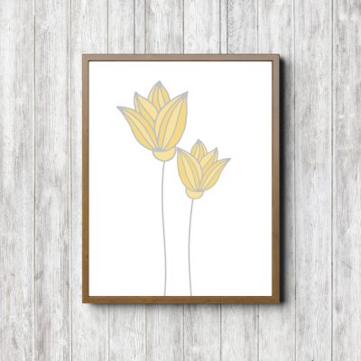 Yellow & Gray Flower Petals Printable