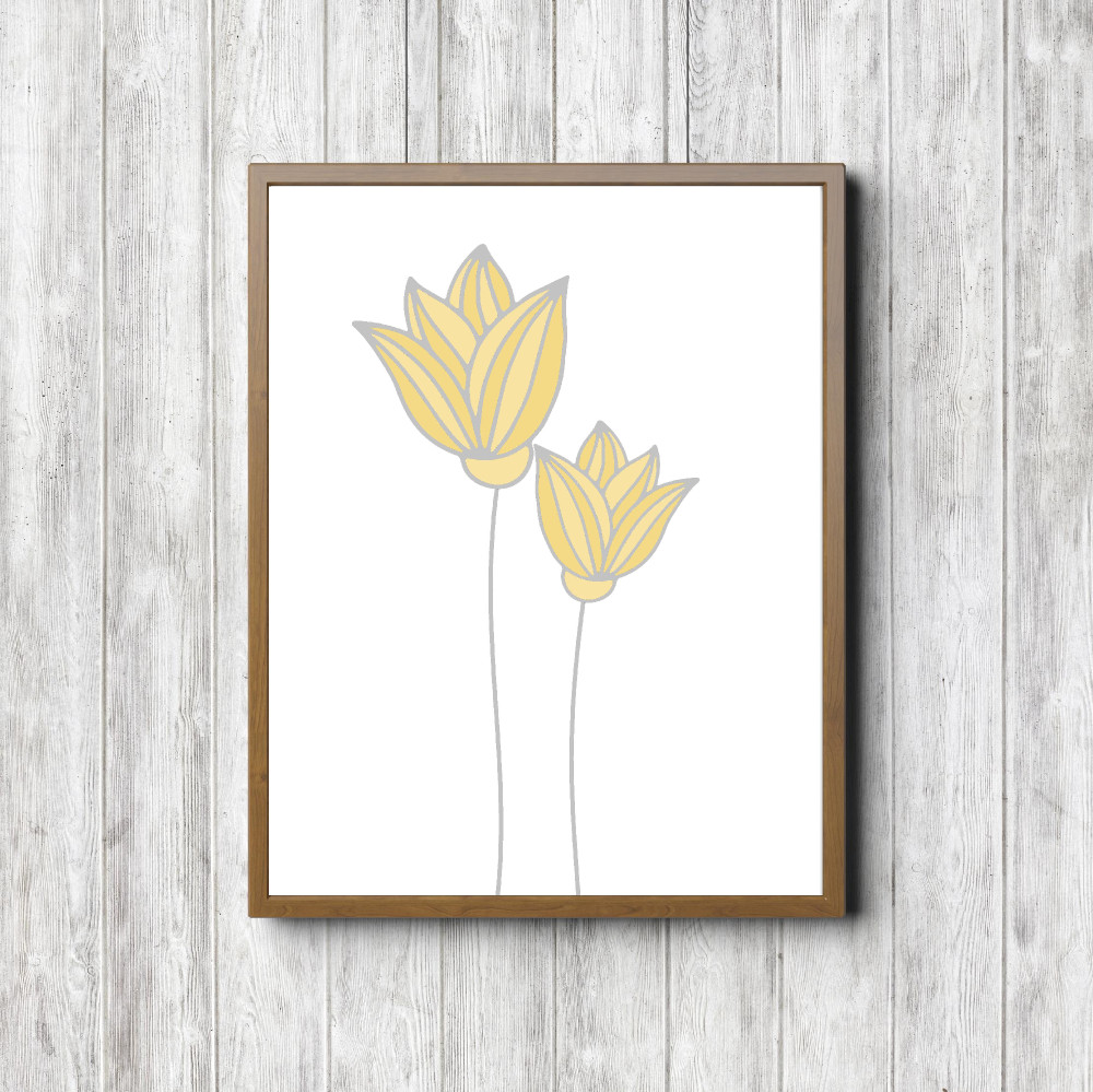 Yellow & Gray Flower Petals Printable