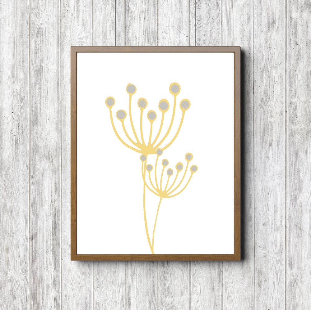 Yellow Pincushion Flower Wall Art Print