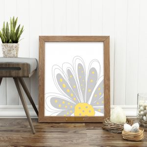 Gray Hand Drawn Flower Printable