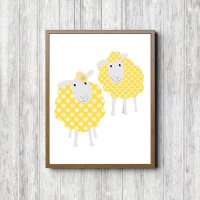 Yellow Patterns Sheep Printable