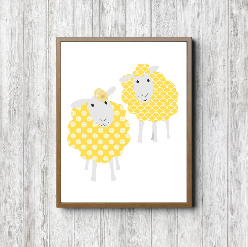 Yellow Patterns Sheep Printable