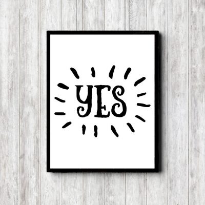 YES Monotone Minimalist Poster