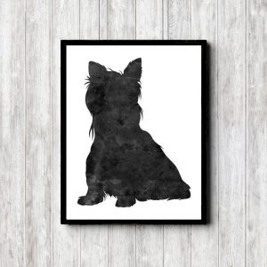 Watercolor Yorkie Silhouette Printable