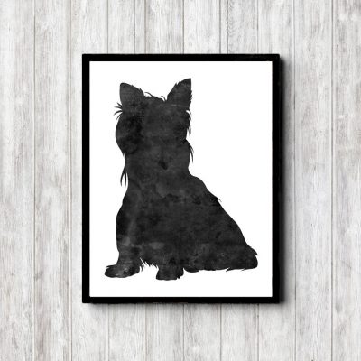Watercolor Yorkie Silhouette Printable