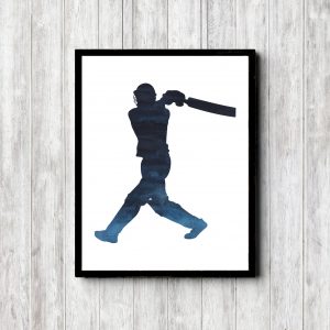 Watercolor Cricket Batsman Printable
