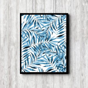 Blue Tropical Palm Leaves Printable