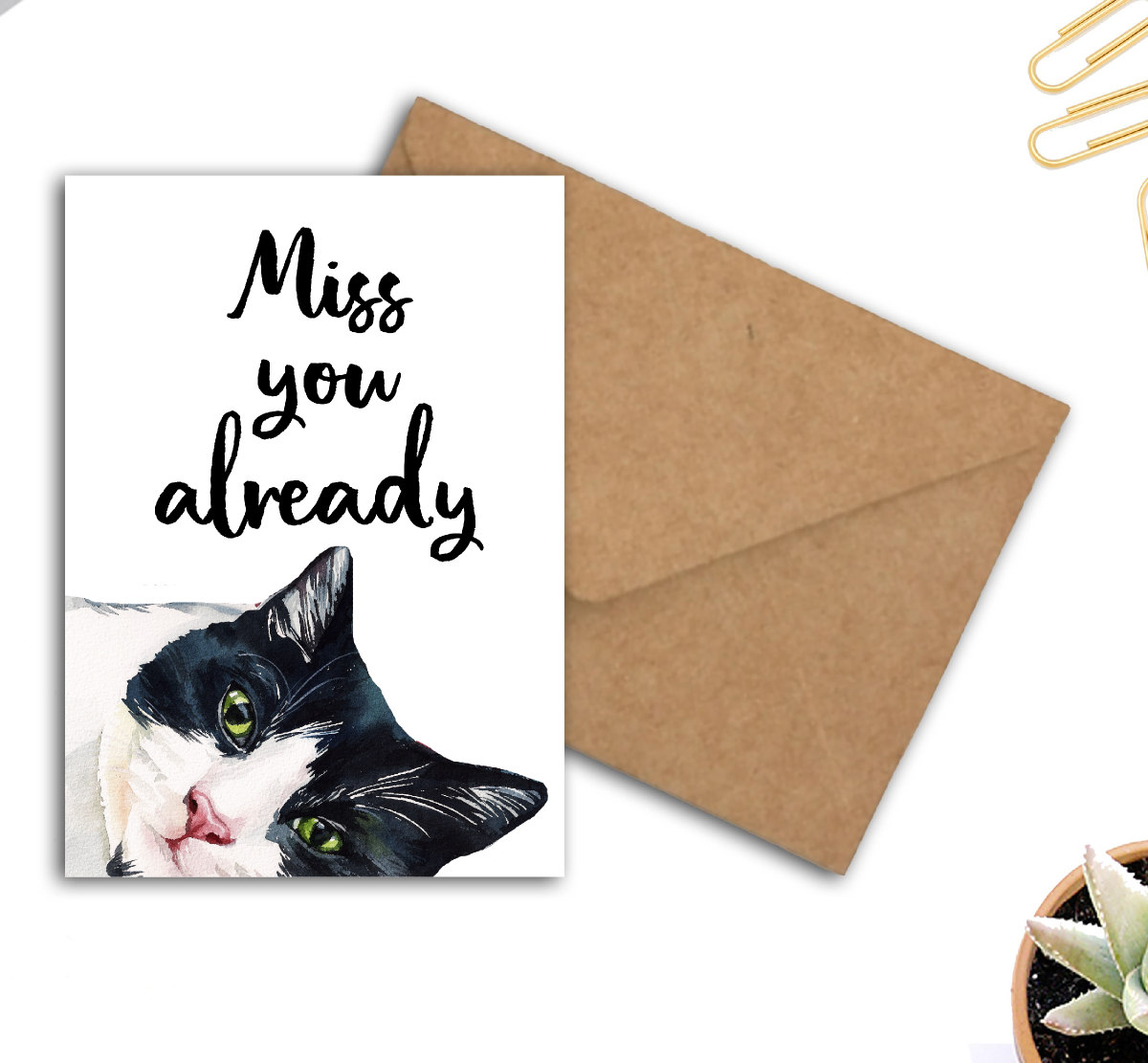 Miss You Already Cat Card