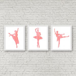 Coral Watercolor Ballerina Printables