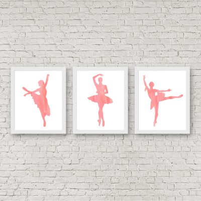 Coral Watercolor Ballerina Printables