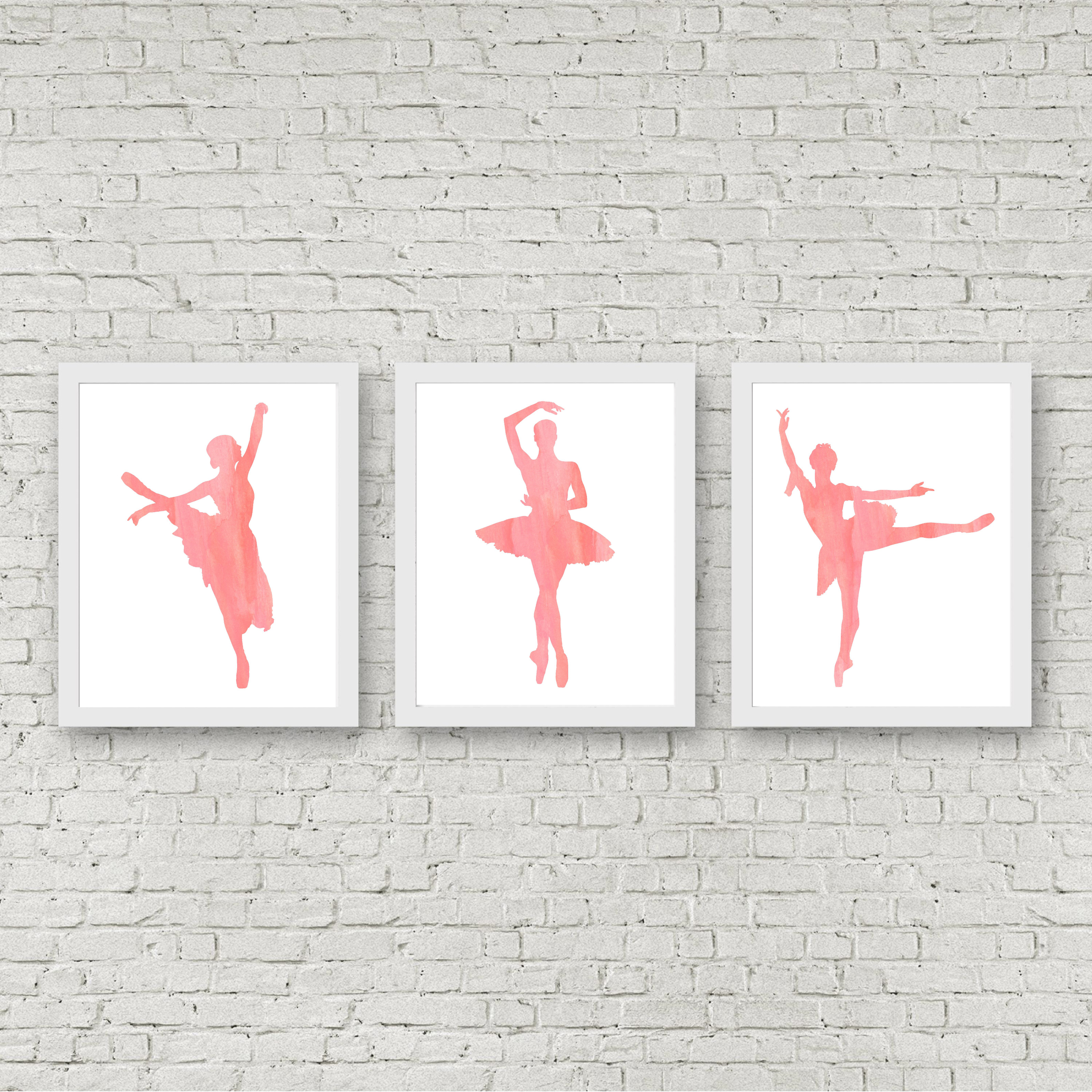 Coral Watercolor Ballerina Printables
