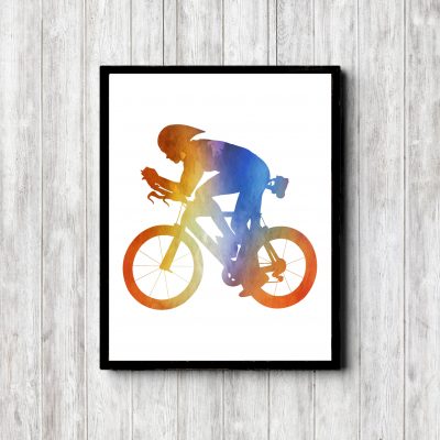 Watercolor Cyclist Colorful Printable