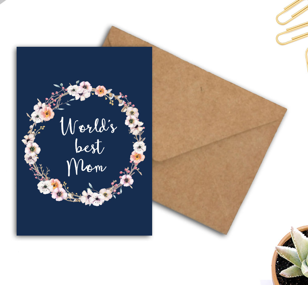 Best Mom Blue Printable Card
