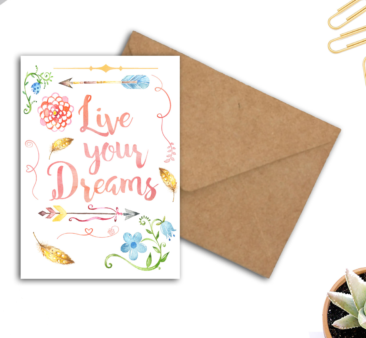 Live Your Dreams Floral Card